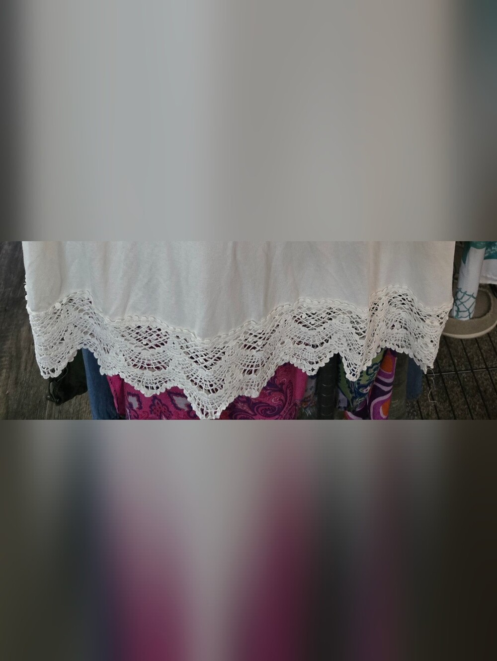 29 NWT Misia Cream Crochet-Hem Tunic Top - Picture 2 of 2